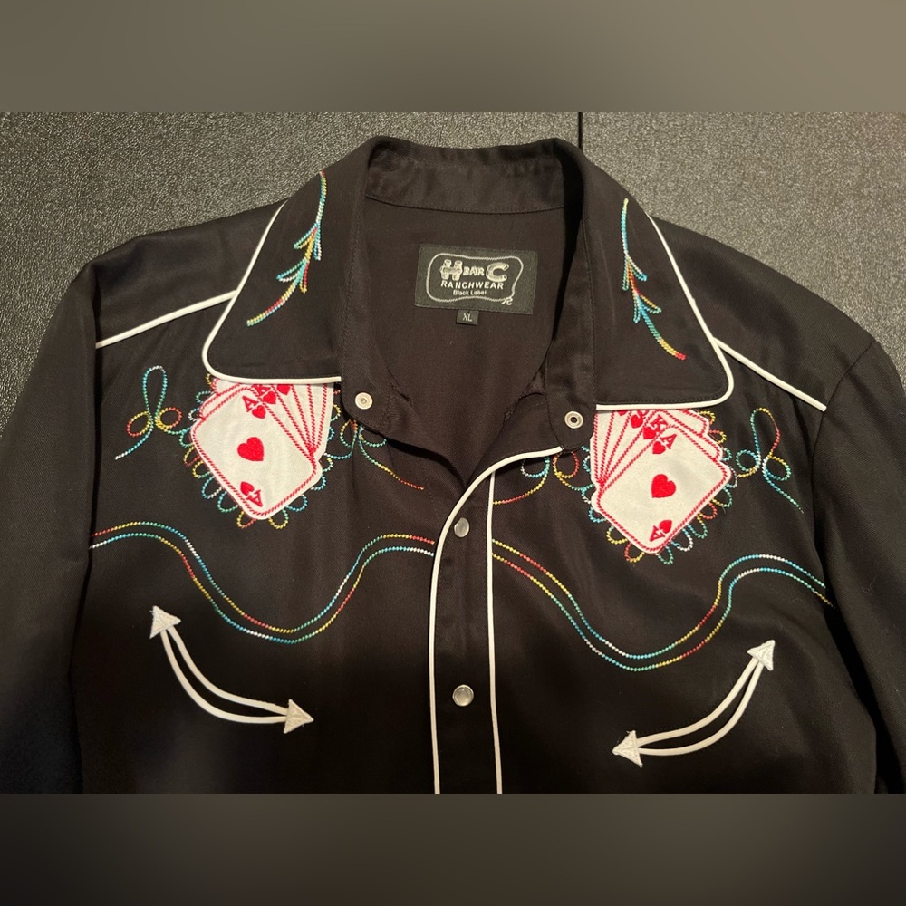 H Bar C XL Black Label Vintage Inspired Royal Flush Shirt - Picture 11 of 14